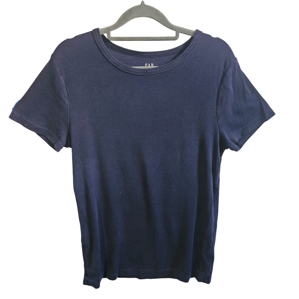 Gap Women's Size L Modern Tee Shirt Dark Blue Solid Casual Basic Everyday Staple